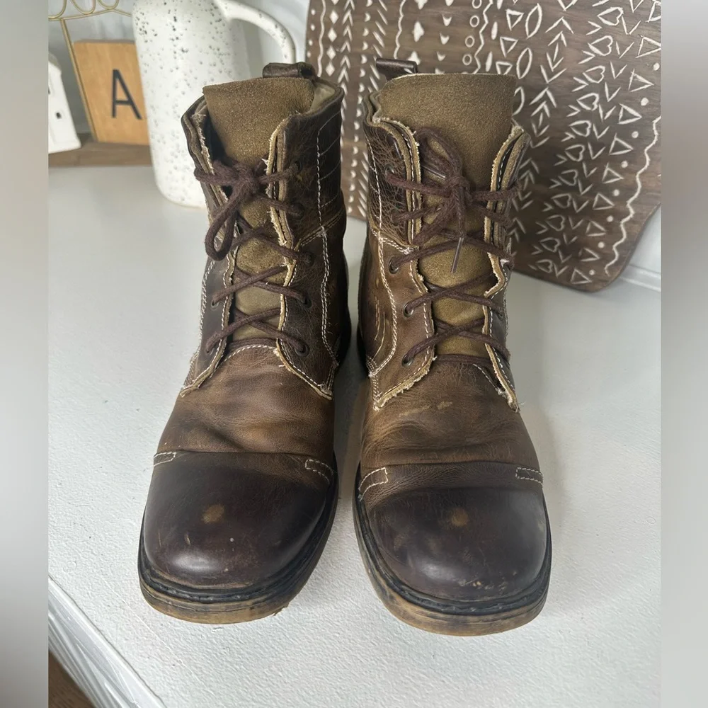 Bed|Stu Men's Distressed Leather Lace-Up Boots Size 10 - Picture 2 of 9